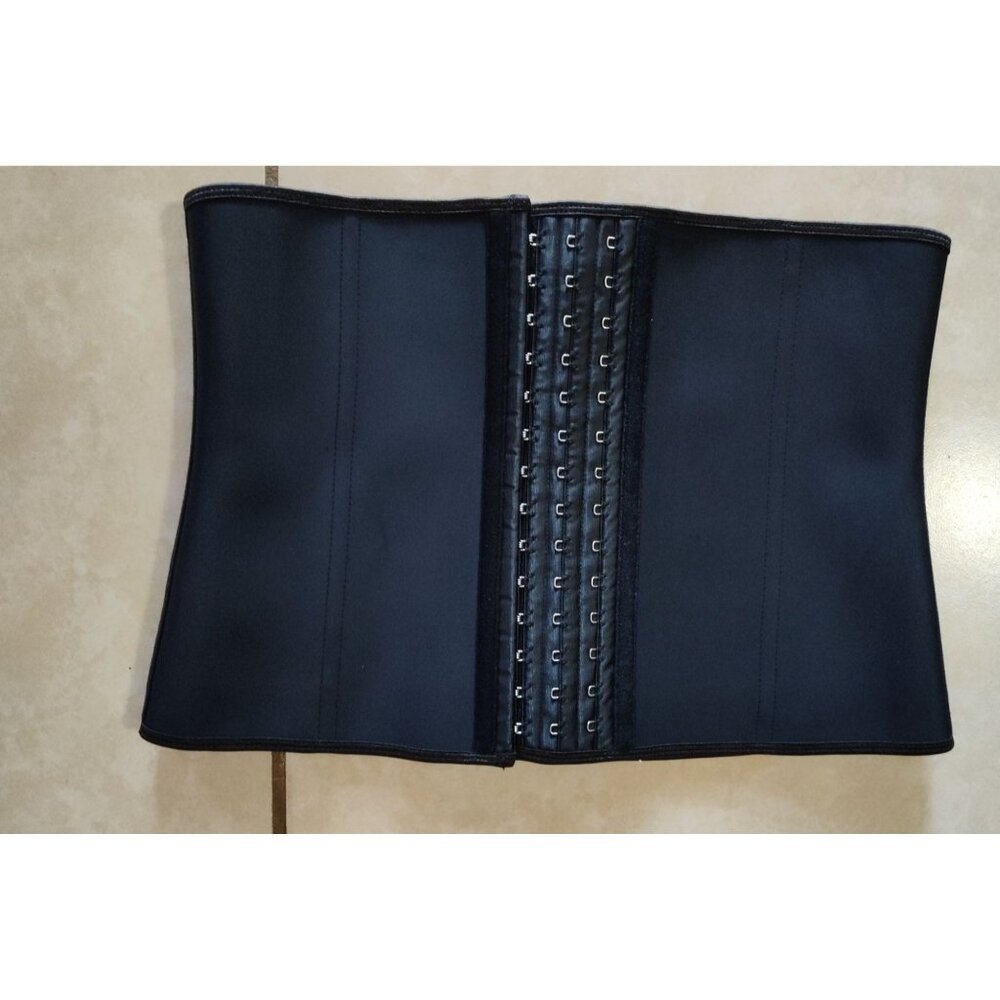 Camellias Women's Latex Underbust Waist Trainer Steel Bones Black Size XL